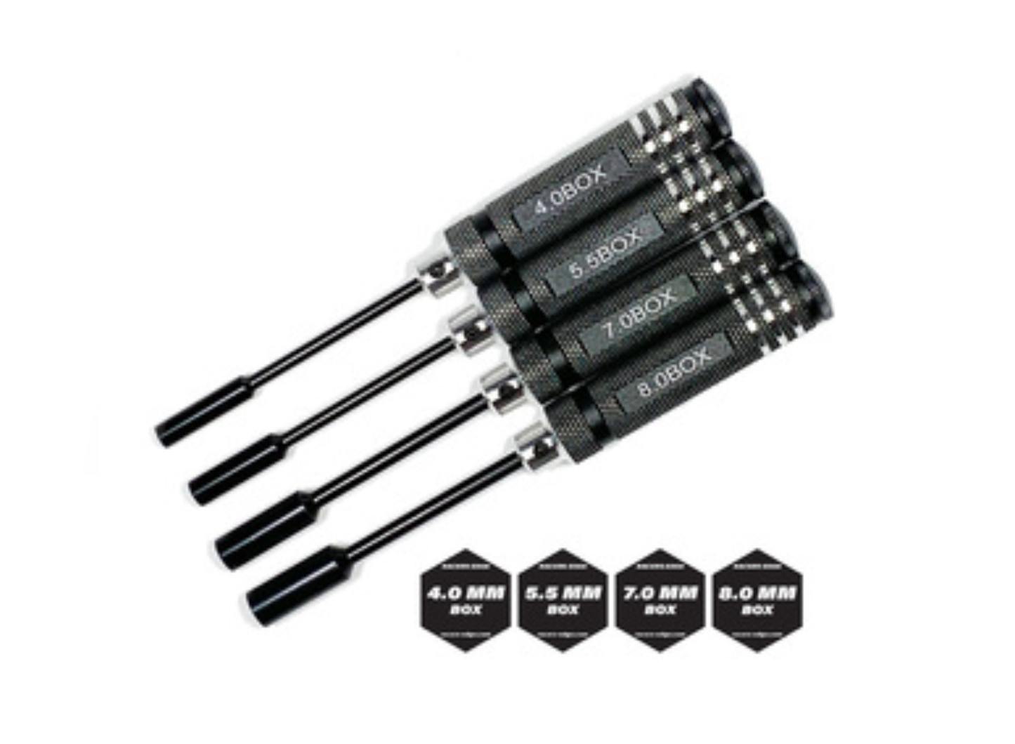 Racers Edge Metric Nut Driver Set w/ Black Handles (4pc)