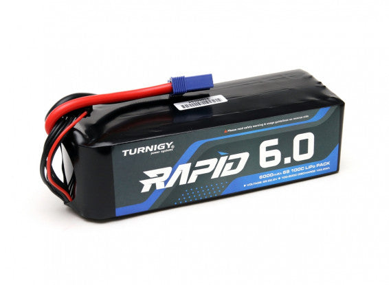 Turnigy Rapid 6S 6000mAh 22.2V 100C Lipo Battery w/EC5
