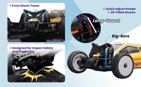 HobbyPlus Speck B 1:24 2WD Buggy - Razor Orange - Battery & Charger INCLUDED