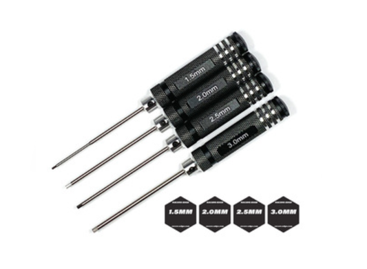 Racers Edge Metric Hex Driver Set w/ Black Handles (4pc)