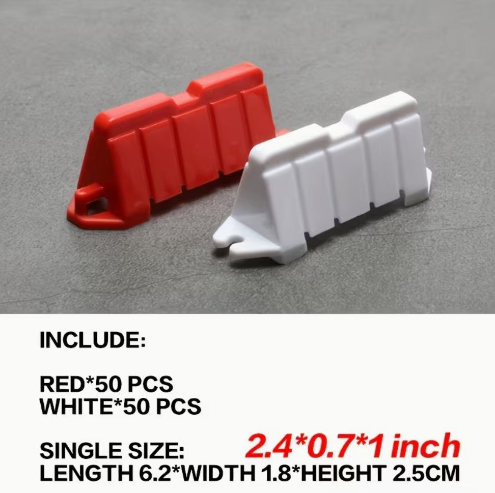 Drift Track Guard Rails 100pcs (50x Red & 50x White)