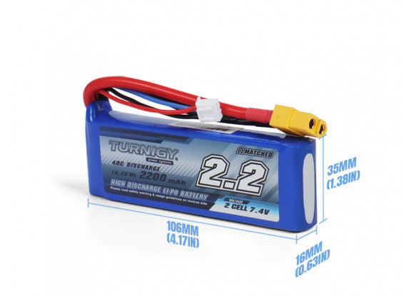 Turnigy 2s 2200mAh 7.4V w/XT60 Battery