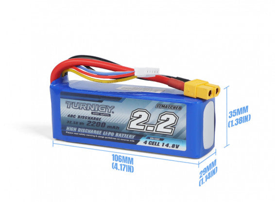 Turnigy 4s 2200mAh 14.8V 40C LiPo Battery Pack w/XT60